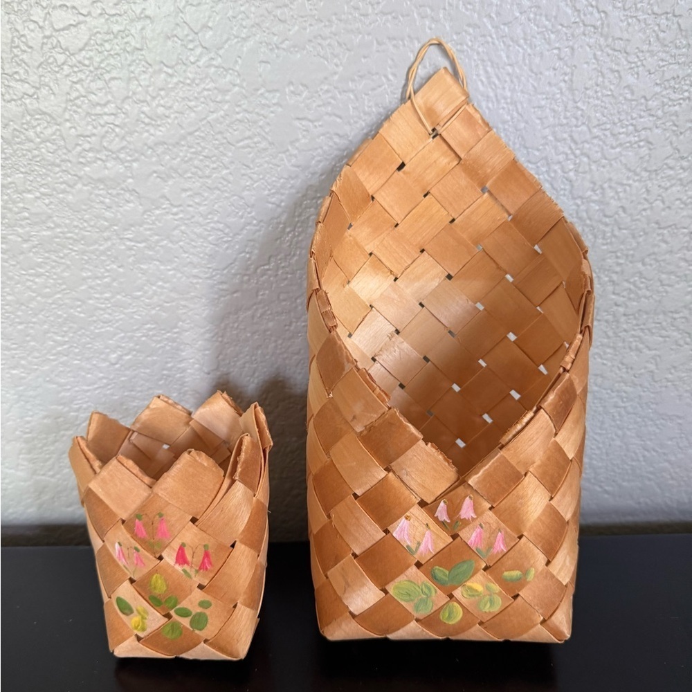 Handcrafted Tan Woven Basket Set